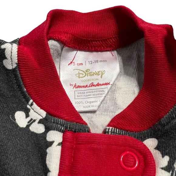 Hanna Andersson + Disney Sz 75 (12-18m) Mickey Mouse Zipper Sleeper Pajamas - Picture 3 of 4